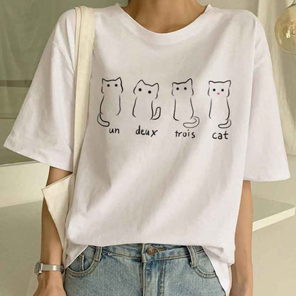 Cat Pocket Print Men And Women Couple Short Sleeve - VEX CLUB HOUSE