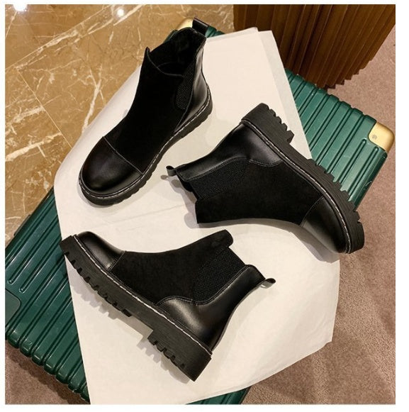 British style black platform stretch boots - VEX CLUB HOUSE