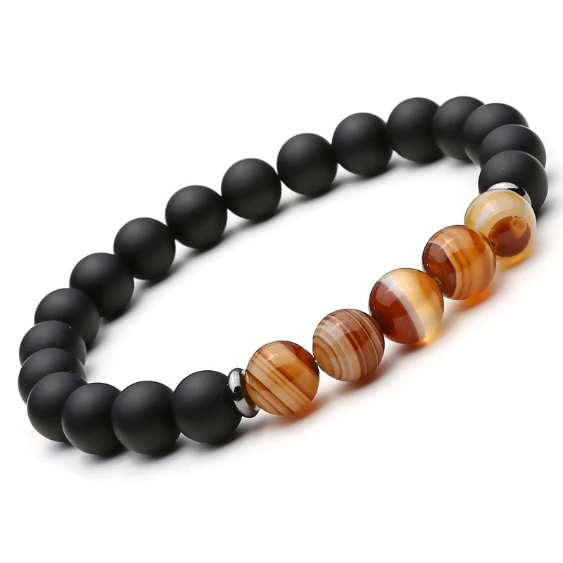 Mcllroy 2pc Natural stone Bracelet Beaded Black Mantra Prayer Beads Buddha Bracelet for Women and Mens men jewelry viking bijoux V E X C L U B H O U S E