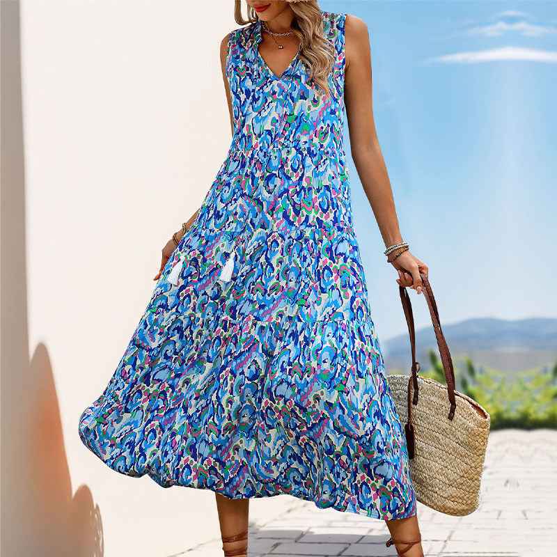 Long Abstract-print Dress For Your Vacation - VEX CLUB HOUSE