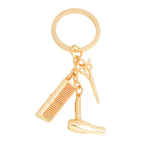 European and American jewelry fashion hairdresser hairdressing tools gold and silver alloy men and women gift key chain wholesale V E X C L U B H O U S E