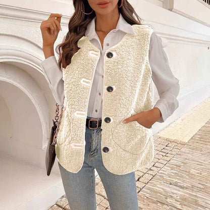 Fur Integrated Composite Loose Korean Outerwear Sleeveless Vest - VEX CLUB HOUSE