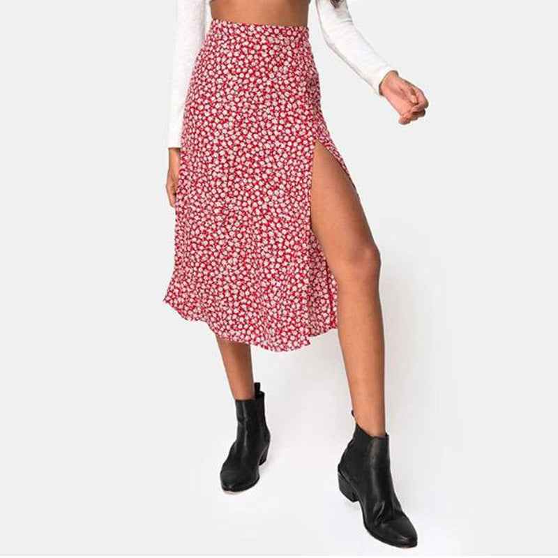 European And American Leopard Print Long Skirt High Waist Slit Hip Skirt - VEX CLUB HOUSE
