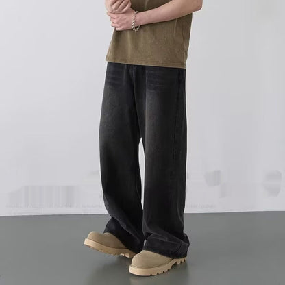 Mens Straight-Leg Relaxed-Fit Vintage Blue Denim Jeans In American Style - VEX CLUB HOUSE