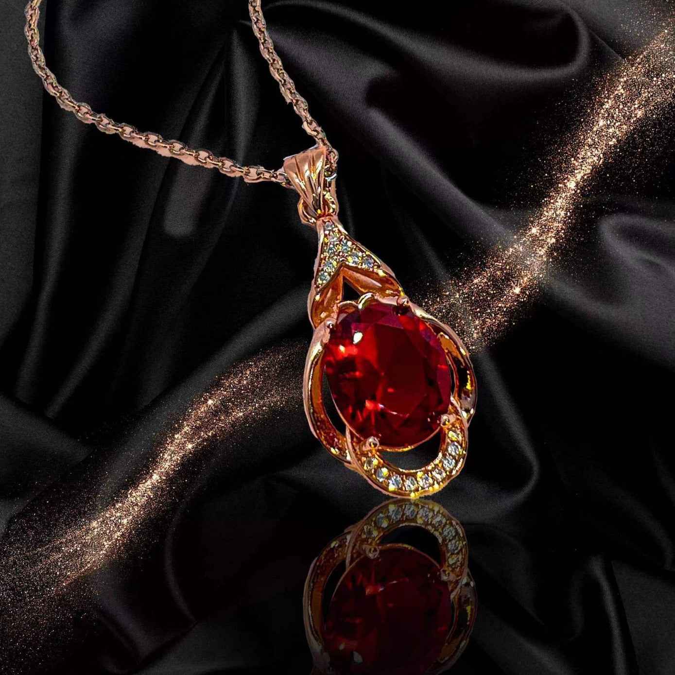 Women's Korean-style Red Tourmaline Colored Gemstone Pendant Necklace - VEX CLUB HOUSE
