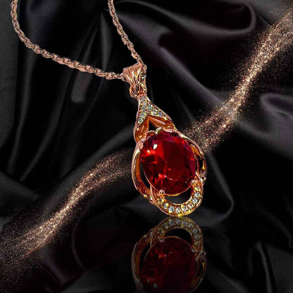 Women's Korean-style Red Tourmaline Colored Gemstone Pendant Necklace - VEX CLUB HOUSE