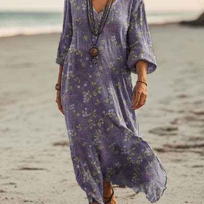 Elegant 3D-printed Art Long-sleeve Dress - VEX CLUB HOUSE