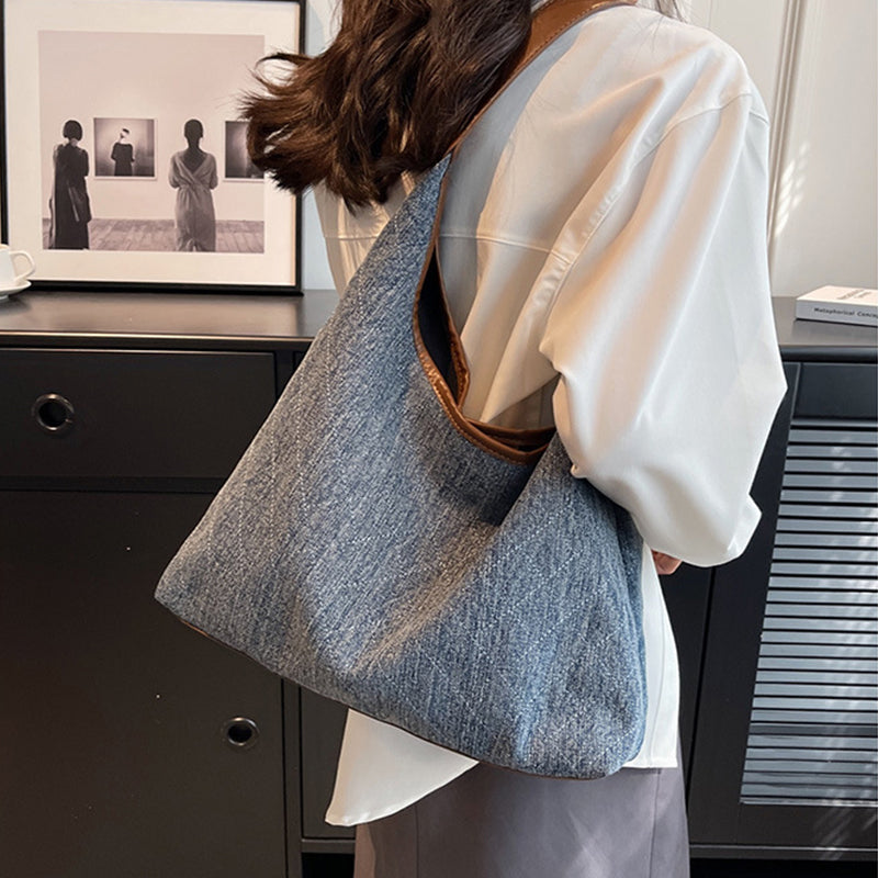 Denim Canvas Bucket Bag Fashion Large Capacity Shoulder Bags For Women Tote Handbag Female Shopping Bags - VEX CLUB HOUSE