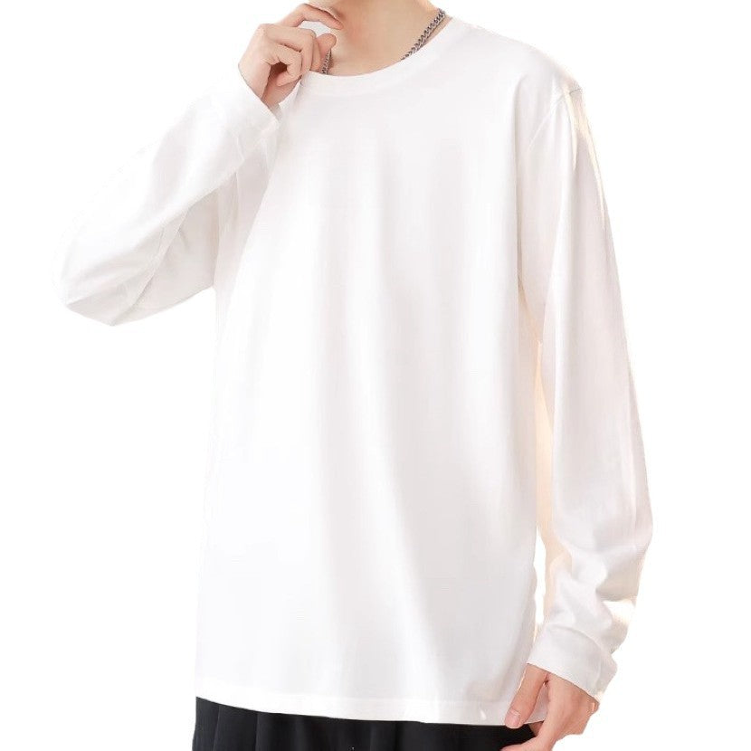 Men's Round Neck Thickened Inner Bottoming Shirt Solid Color Loose-fitting Versatile Top - VEX CLUB HOUSE