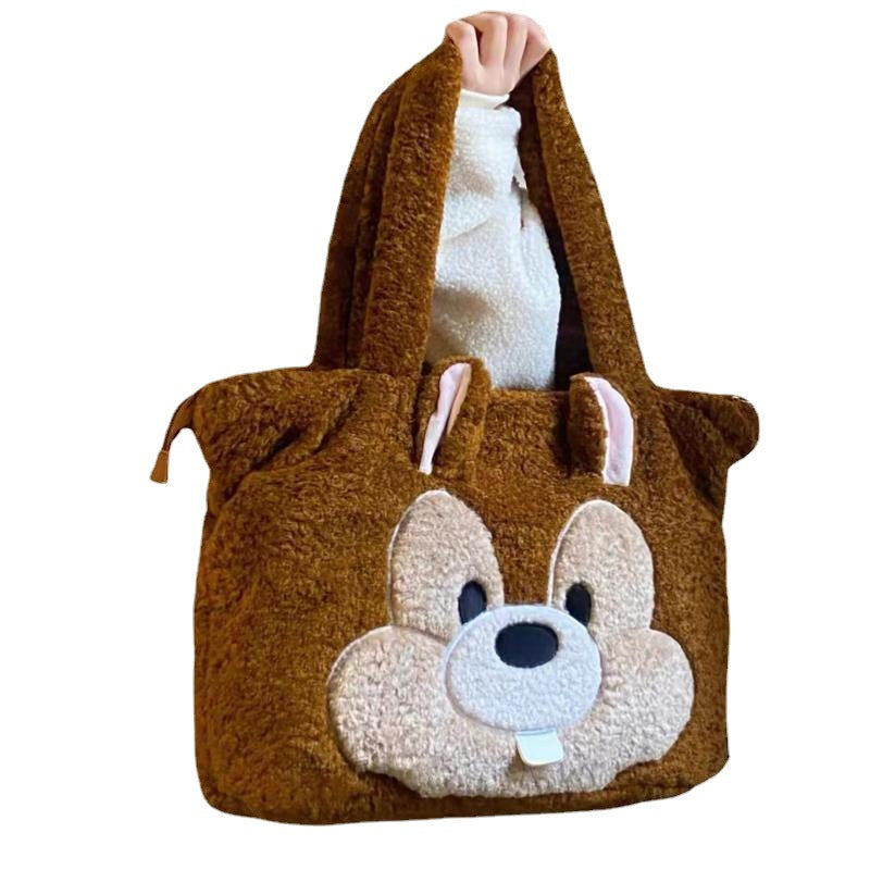 Winter Bags Flower Chestnut Squirrel Plush Handbag For Women - VEX CLUB HOUSE