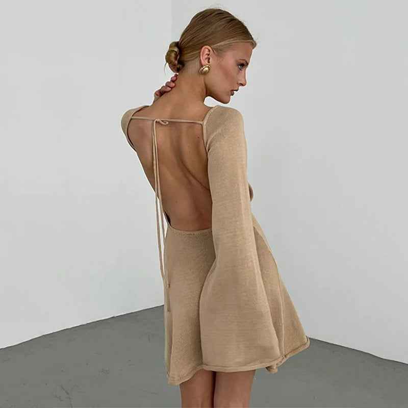 Womens Sexy Loose-fittingBackless Long-sleeve Dress - VEX CLUB HOUSE