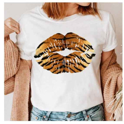 Fashion Printing Creative Color Lip Print Short Sleeve - VEX CLUB HOUSE