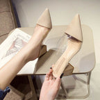 High Heels Summer Transparent Korean Fashion Sll-match Pointed Thick With Half-drag Outer Slippers - VEX CLUB HOUSE