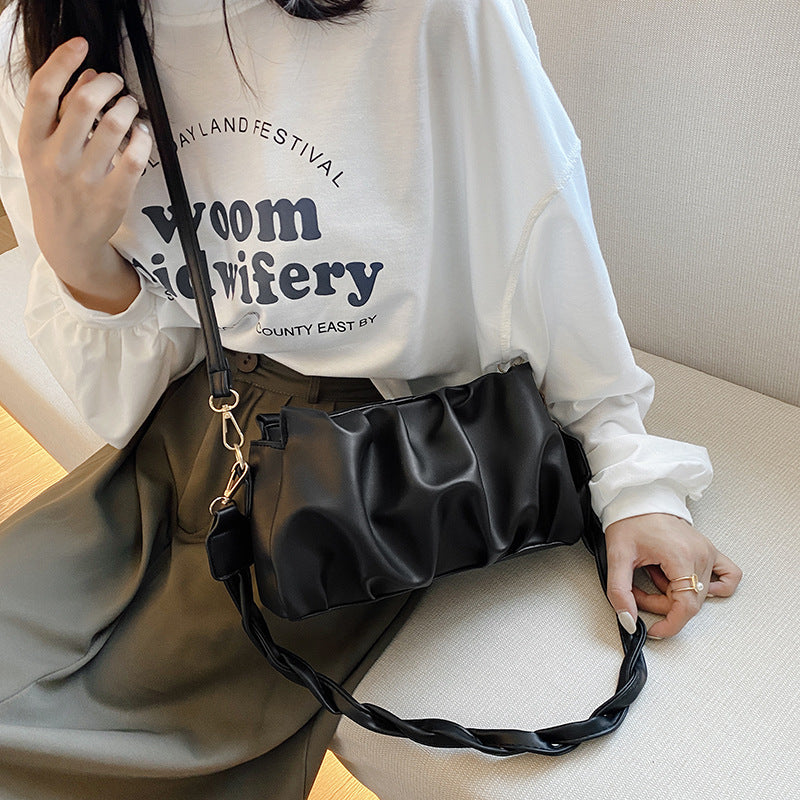 Trendy Double Strap Shoulder Bags For Women PU Leather Pleated Crossbody Bags Designer Fashion Purses And Handbags - VEX CLUB HOUSE