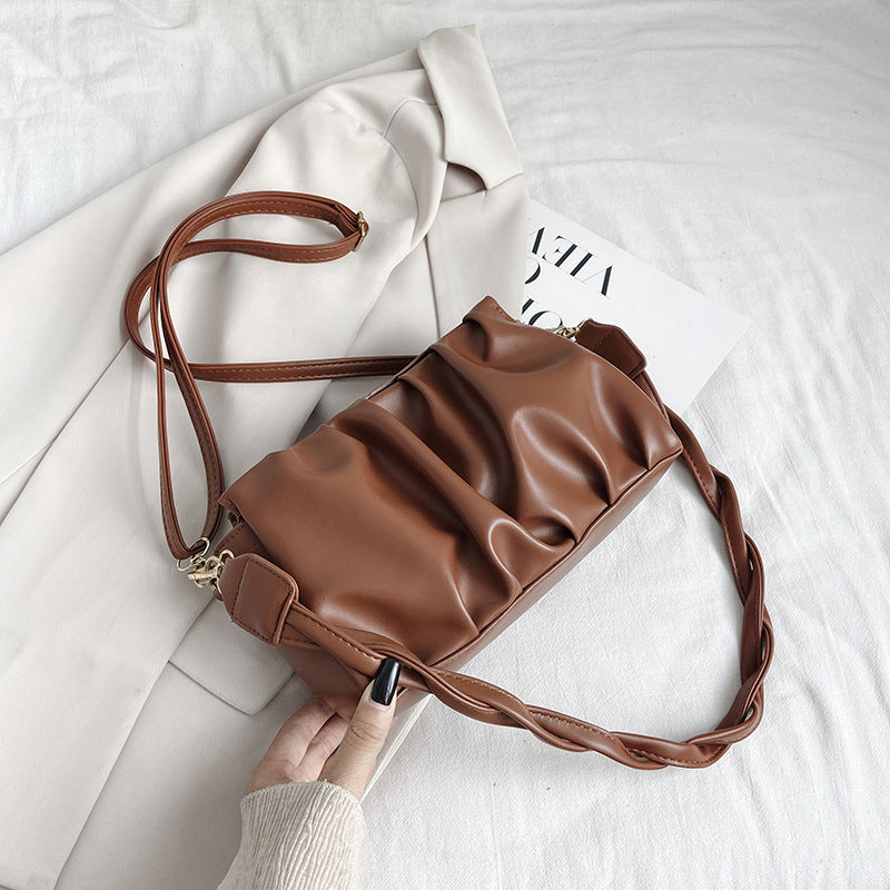 Trendy Double Strap Shoulder Bags For Women PU Leather Pleated Crossbody Bags Designer Fashion Purses And Handbags - VEX CLUB HOUSE