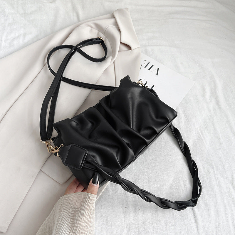 Trendy Double Strap Shoulder Bags For Women PU Leather Pleated Crossbody Bags Designer Fashion Purses And Handbags - VEX CLUB HOUSE