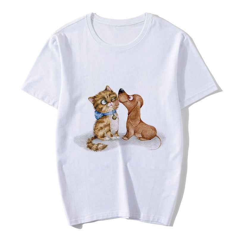 Cute Cartoon Animal Print Short Sleeve T-Shirt For Lovers - VEX CLUB HOUSE