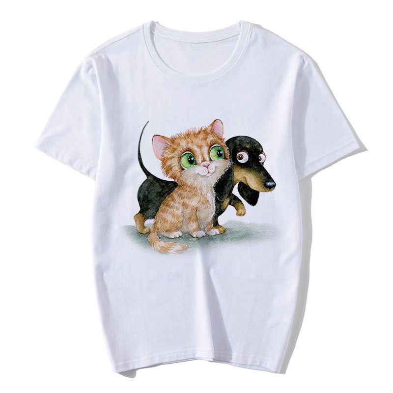 Cute Cartoon Animal Print Short Sleeve T-Shirt For Lovers - VEX CLUB HOUSE