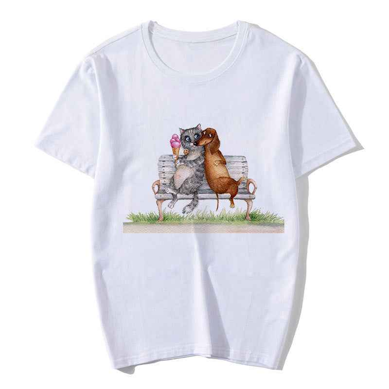 Cute Cartoon Animal Print Short Sleeve T-Shirt For Lovers - VEX CLUB HOUSE