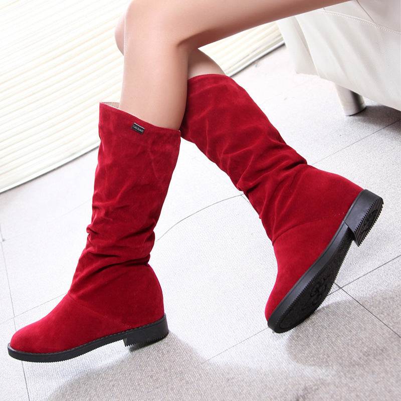 Pure Color Inner Heightening And Fleece Boots - VEX CLUB HOUSE