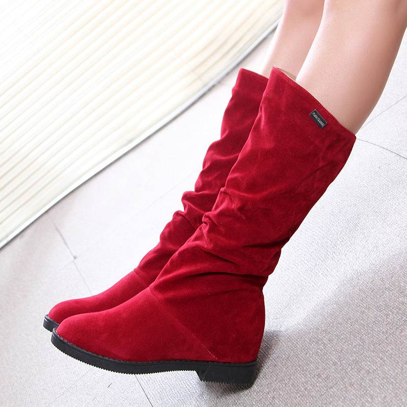 Pure Color Inner Heightening And Fleece Boots - VEX CLUB HOUSE