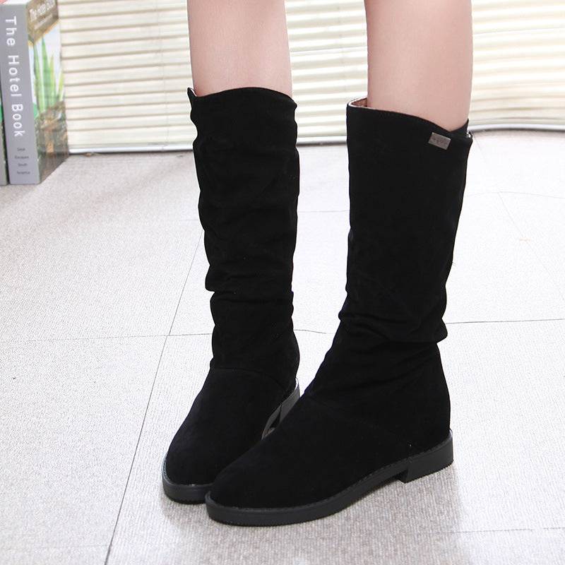 Pure Color Inner Heightening And Fleece Boots - VEX CLUB HOUSE