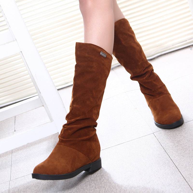 Pure Color Inner Heightening And Fleece Boots - VEX CLUB HOUSE