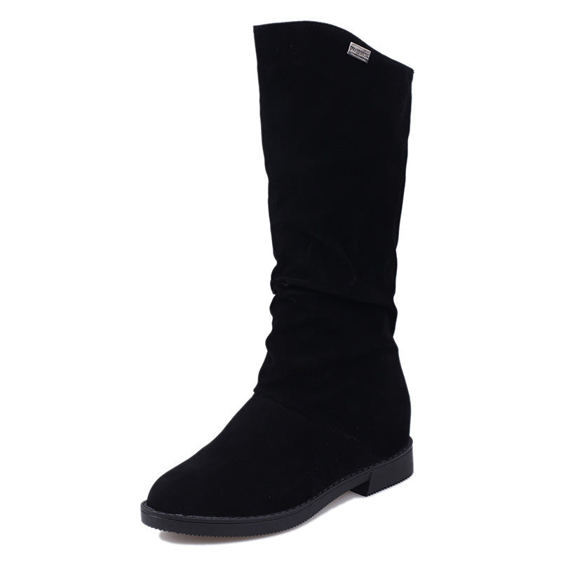 Pure Color Inner Heightening And Fleece Boots - VEX CLUB HOUSE