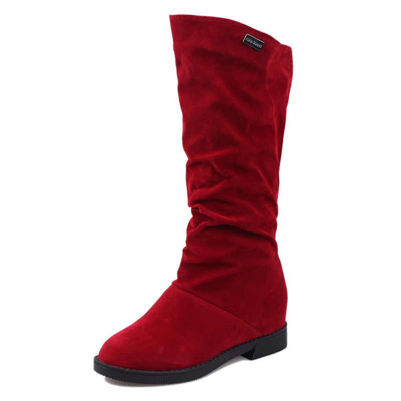 Pure Color Inner Heightening And Fleece Boots - VEX CLUB HOUSE