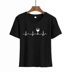 Women's Printed Round Neck Short Sleeve T-shirt Blouse - VEX CLUB HOUSE