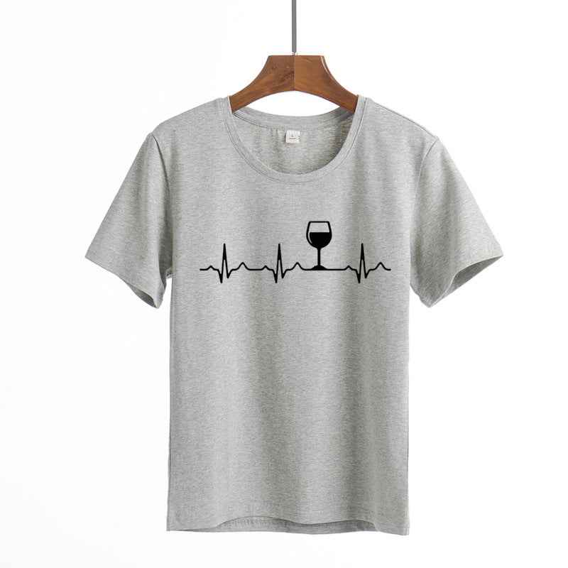 Women's Printed Round Neck Short Sleeve T-shirt Blouse - VEX CLUB HOUSE