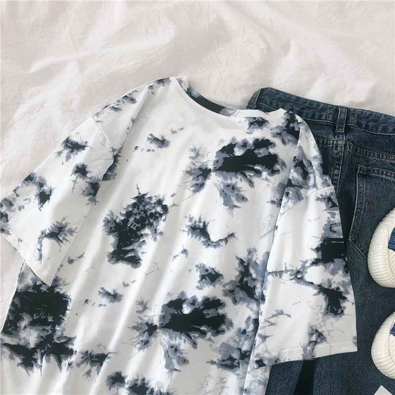 Tie-Dye Printed Short-Sleeved T-Shirt Female Harajuku Style Personality - VEX CLUB HOUSE