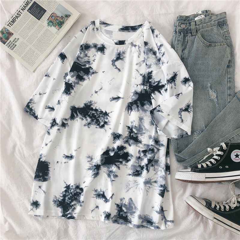 Tie-Dye Printed Short-Sleeved T-Shirt Female Harajuku Style Personality - VEX CLUB HOUSE
