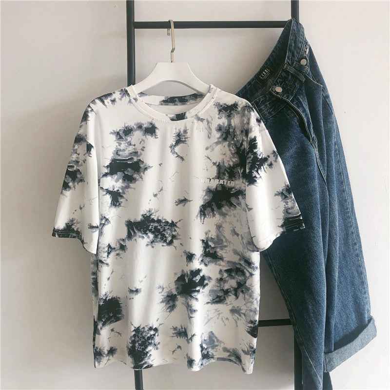 Tie-Dye Printed Short-Sleeved T-Shirt Female Harajuku Style Personality - VEX CLUB HOUSE
