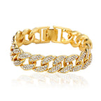 Cuban Thick Link Chain Bracelet Punk Luxury Crystal Bracelets for Women Men Jewelry Gold Color Rhinestone Bangles Bling New V E X C L U B H O U S E
