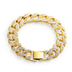 Cuban Thick Link Chain Bracelet Punk Luxury Crystal Bracelets for Women Men Jewelry Gold Color Rhinestone Bangles Bling New V E X C L U B H O U S E