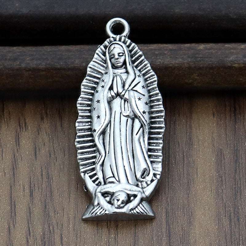 Virgin Mary Prayer Long Men Necklaces Pendants Chain Punk for Boyfriend Male Stainless Steel Jewelry Creativity Gift Wholesale V E X C L U B H O U S E