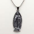 Virgin Mary Prayer Long Men Necklaces Pendants Chain Punk for Boyfriend Male Stainless Steel Jewelry Creativity Gift Wholesale V E X C L U B H O U S E