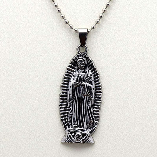 Virgin Mary Prayer Long Men Necklaces Pendants Chain Punk for Boyfriend Male Stainless Steel Jewelry Creativity Gift Wholesale V E X C L U B H O U S E