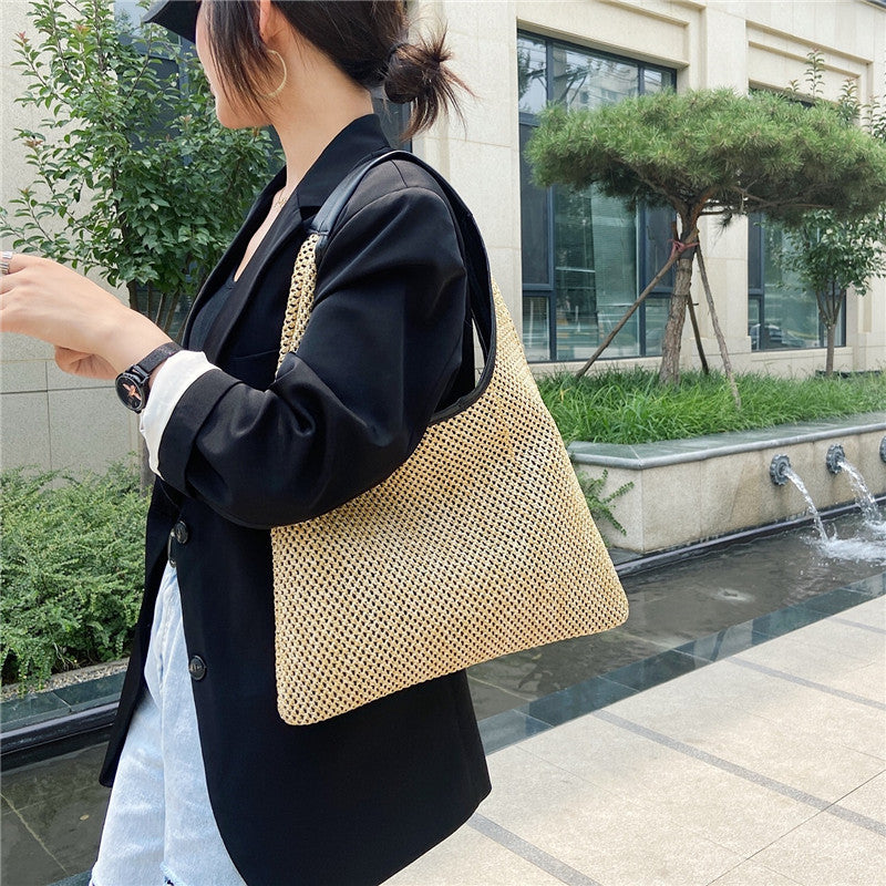 Fashion Rattan Women Shoulder Bags Wikcer Woven Female Handbags Large Capacity Summer Beach Straw Bags Casual Totes - VEX CLUB HOUSE