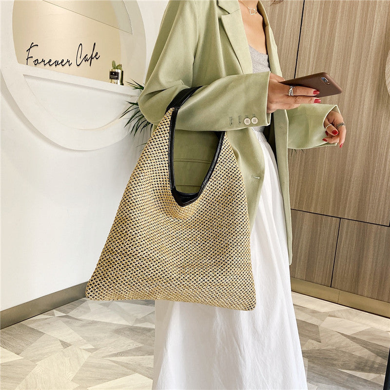 Fashion Rattan Women Shoulder Bags Wikcer Woven Female Handbags Large Capacity Summer Beach Straw Bags Casual Totes - VEX CLUB HOUSE