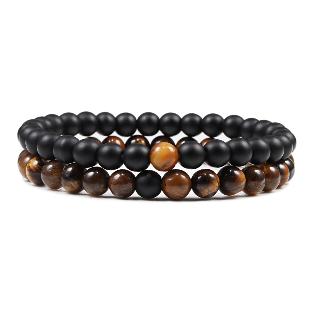 Jewelry Bracelets 8mm Dumb Black Frosted Stone Tiger's Eye Bracelet Men And Women Couple Bracelets V E X C L U B H O U S E