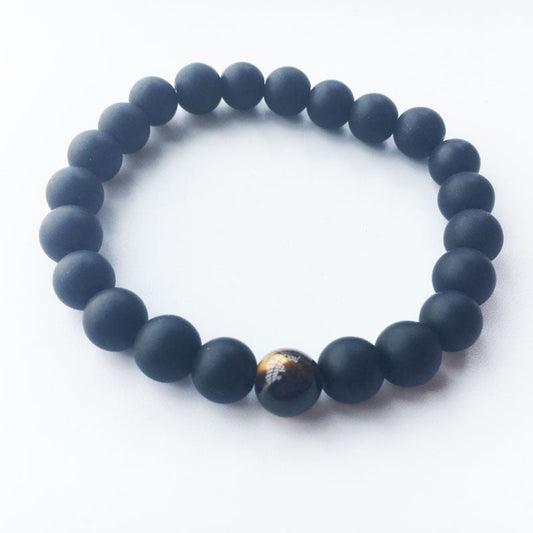 Jewelry Bracelets 8mm Dumb Black Frosted Stone Tiger's Eye Bracelet Men And Women Couple Bracelets V E X C L U B H O U S E