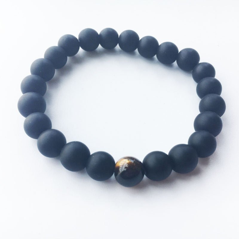 Jewelry Bracelets 8mm Dumb Black Frosted Stone Tiger's Eye Bracelet Men And Women Couple Bracelets V E X C L U B H O U S E