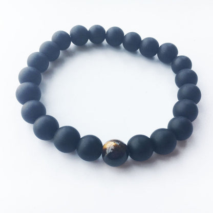 Jewelry Bracelets 8mm Dumb Black Frosted Stone Tiger's Eye Bracelet Men And Women Couple Bracelets V E X C L U B H O U S E