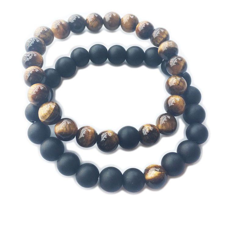 Jewelry Bracelets 8mm Dumb Black Frosted Stone Tiger's Eye Bracelet Men And Women Couple Bracelets V E X C L U B H O U S E