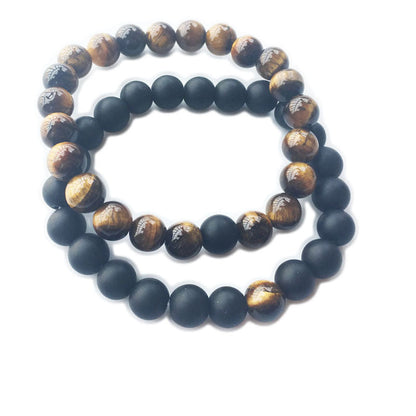Jewelry Bracelets 8mm Dumb Black Frosted Stone Tiger's Eye Bracelet Men And Women Couple Bracelets V E X C L U B H O U S E
