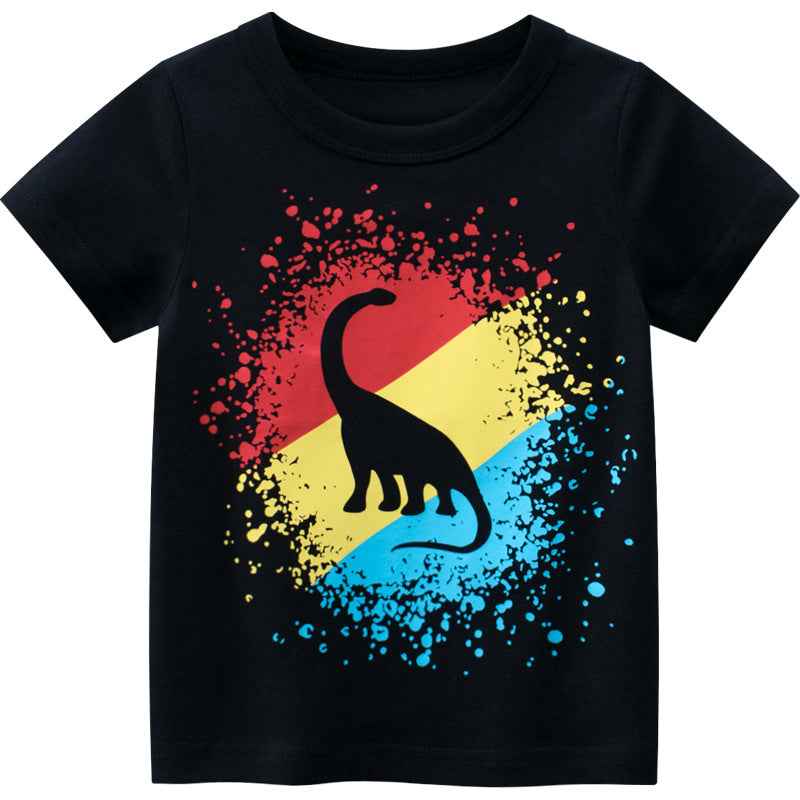 Cartoon Dinosaur Boy Short Sleeve T-Shirt - VEX CLUB HOUSE