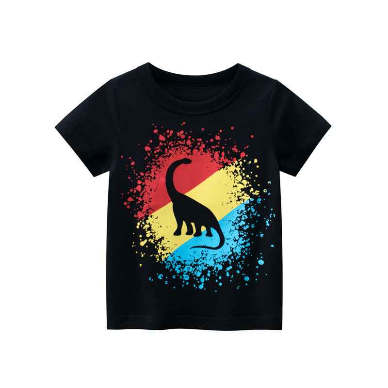 Cartoon Dinosaur Boy Short Sleeve T-Shirt - VEX CLUB HOUSE