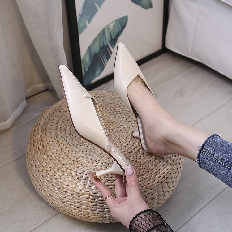 Women's Shoes Summer Pointed Toe Baotou Half Drag Women's Stiletto High Heel Set Foot Fashion Sandals And Slippers Women - VEX CLUB HOUSE